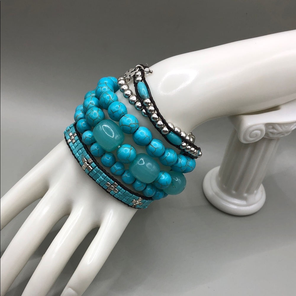 Lucky brand beaded long wrap bracelet turquoise look tree of life charm bundle. - Picture 1 of 6